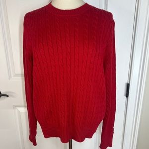 The Limited, Sz. XL, Red Crew Neck, Cable Knit Long Sleeve Sweater